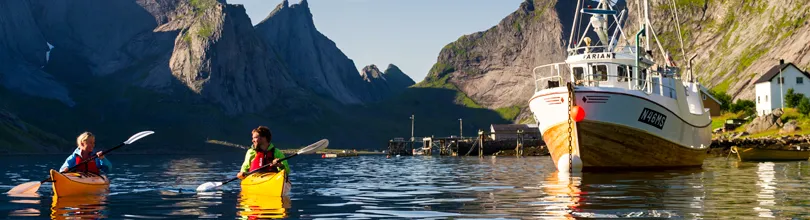 Kayaking in Reinefjorden, Lofoten, Norway (VisitNorway).